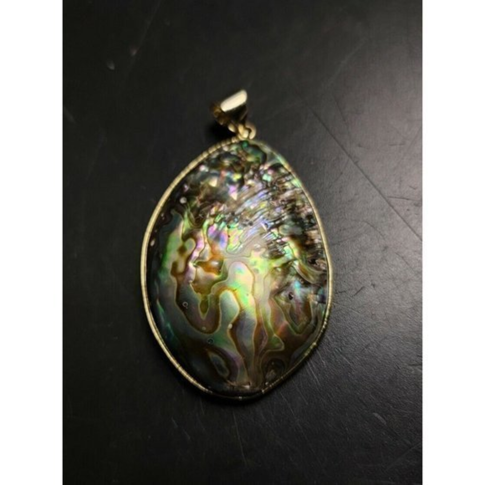 Abilone Charm Pendant Gold Tone Shell Necklace Charm‎